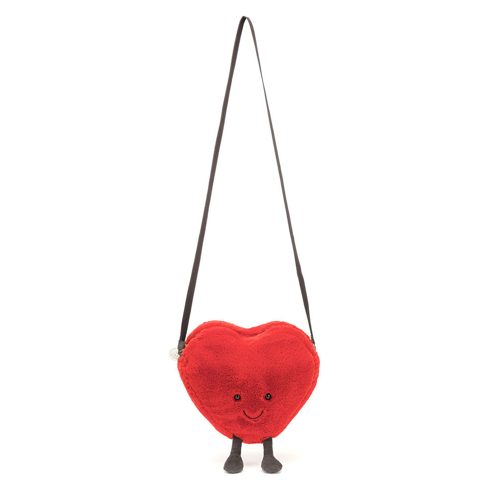 Sac Peluche Coeur Rouge sur fond blanc