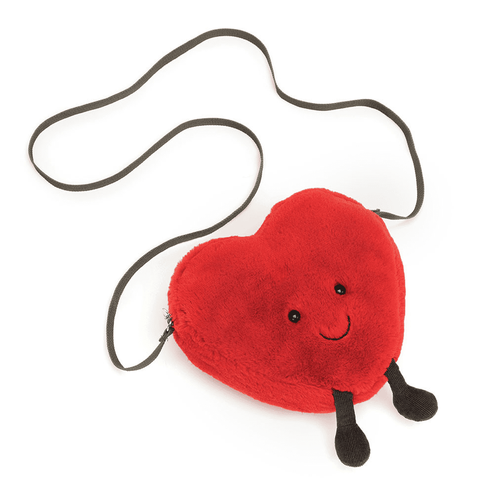 Sac Peluche Coeur Rouge sur fond blanc