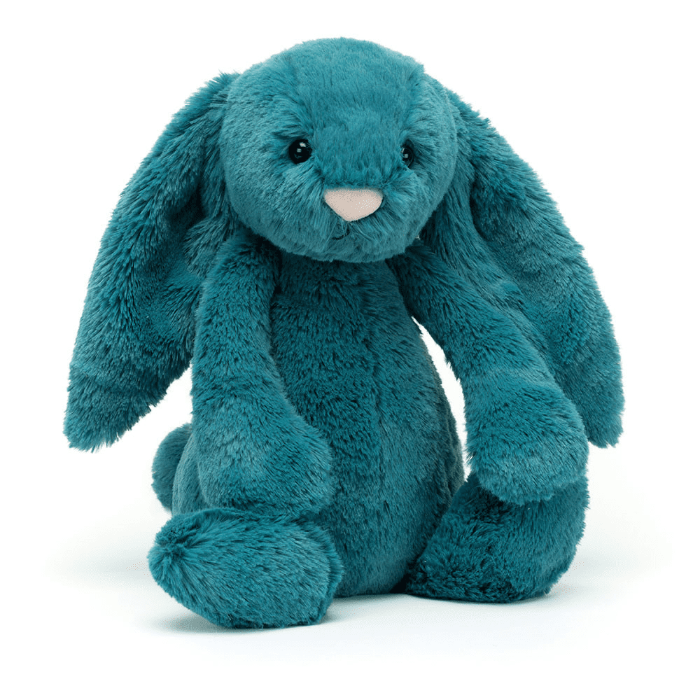 Peluche Lapin Bleu sur fond blanc