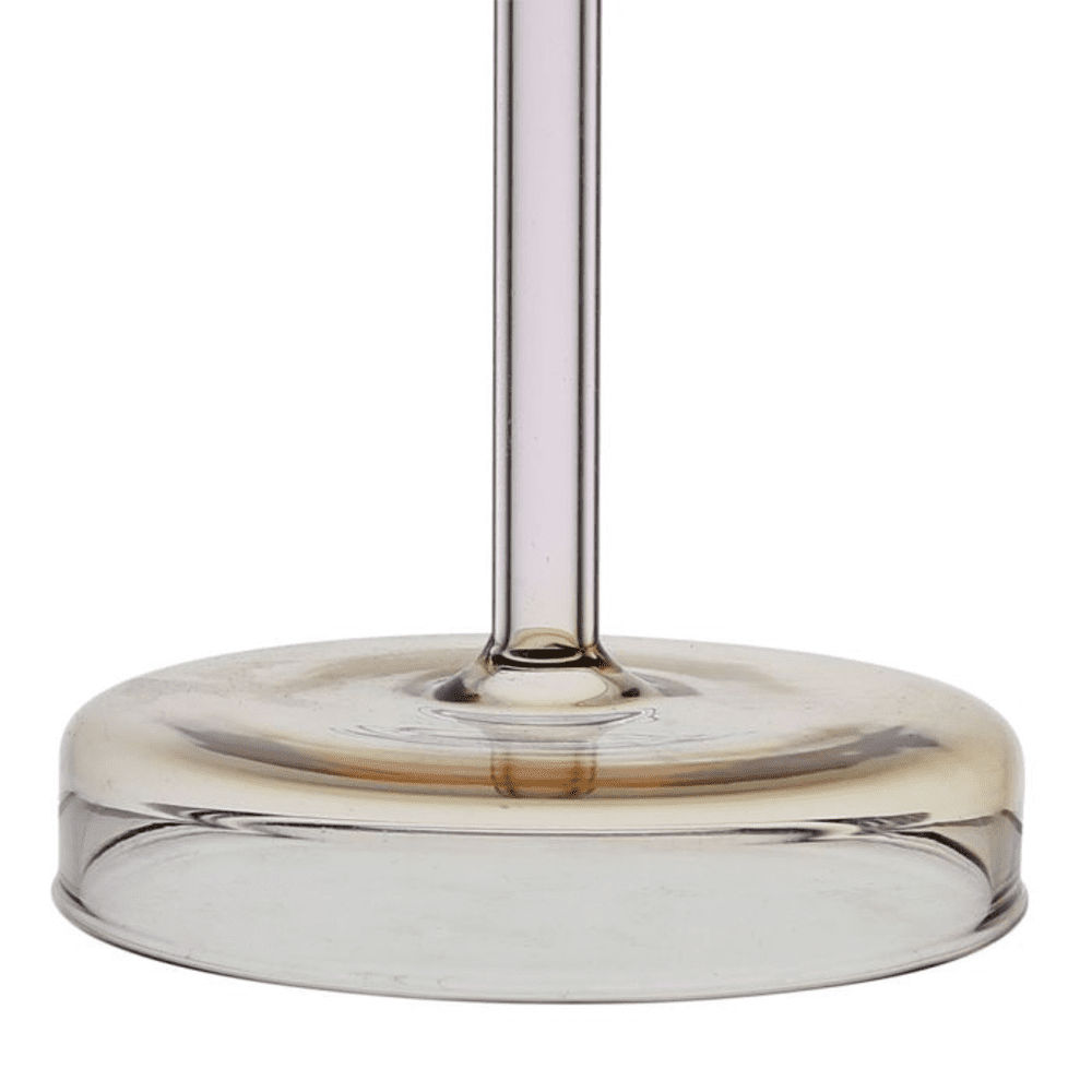 bougeoir longue bougie transparent rose et jaune sur fond blanc