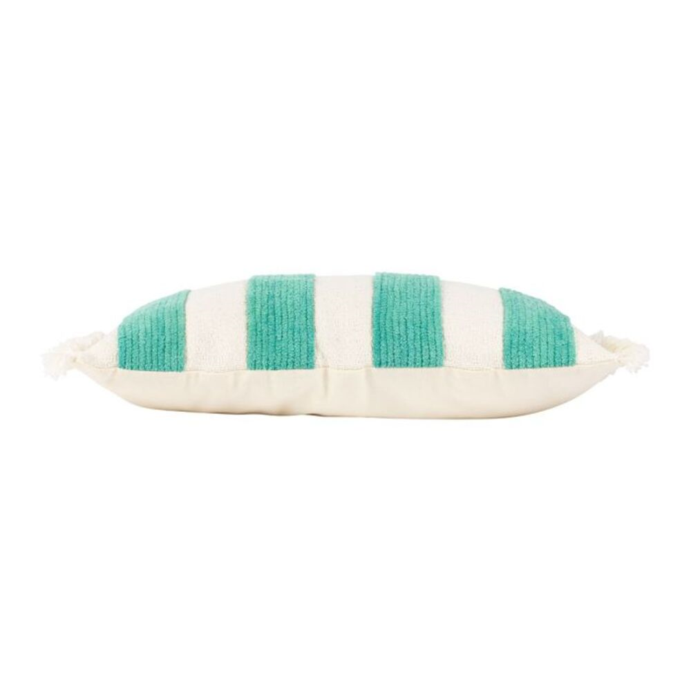 Coussin blanc & émeraude sur fond blanc