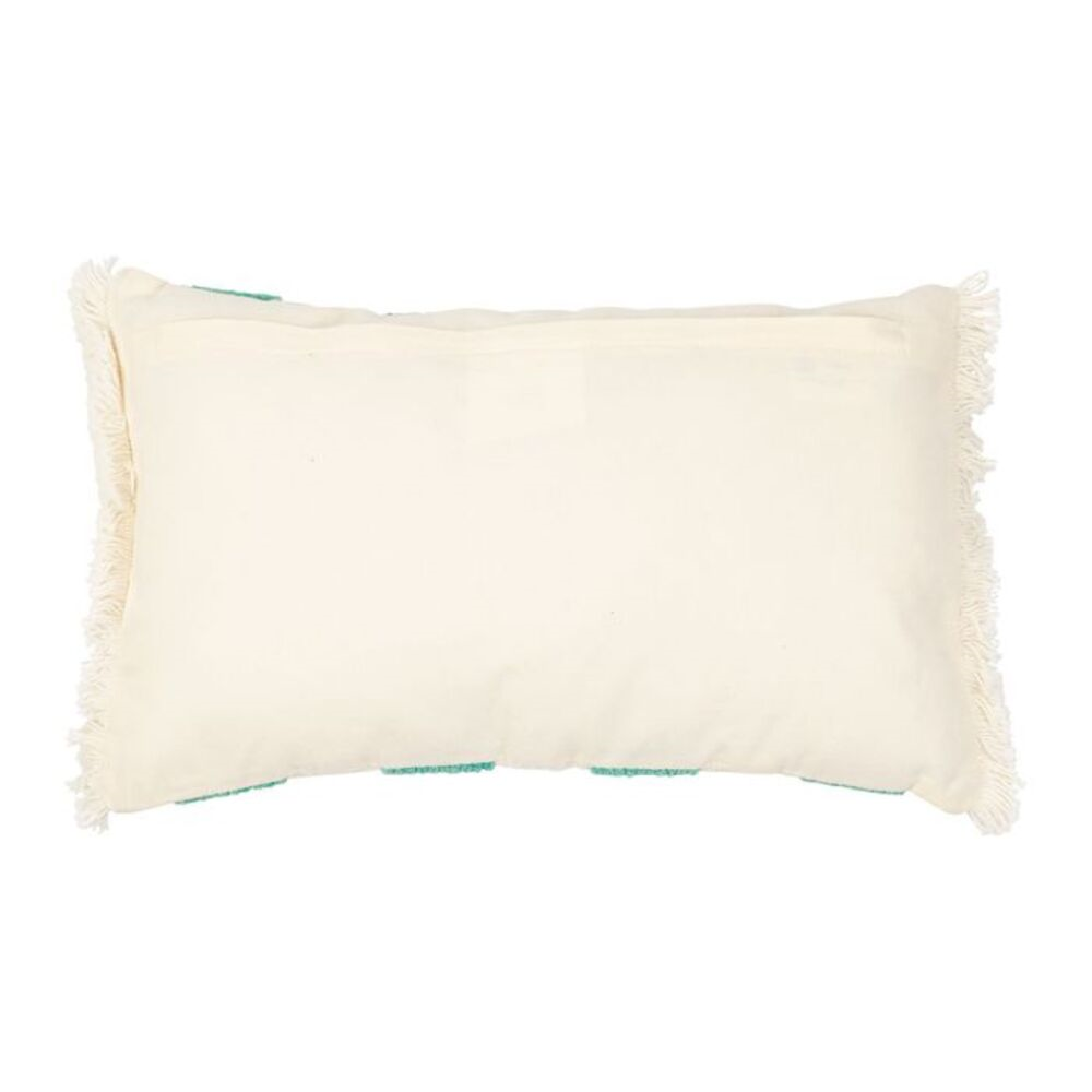 Coussin blanc & émeraude sur fond blanc