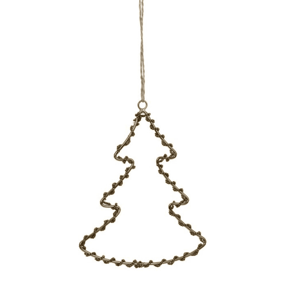 sapin suspendu sur fond blanc