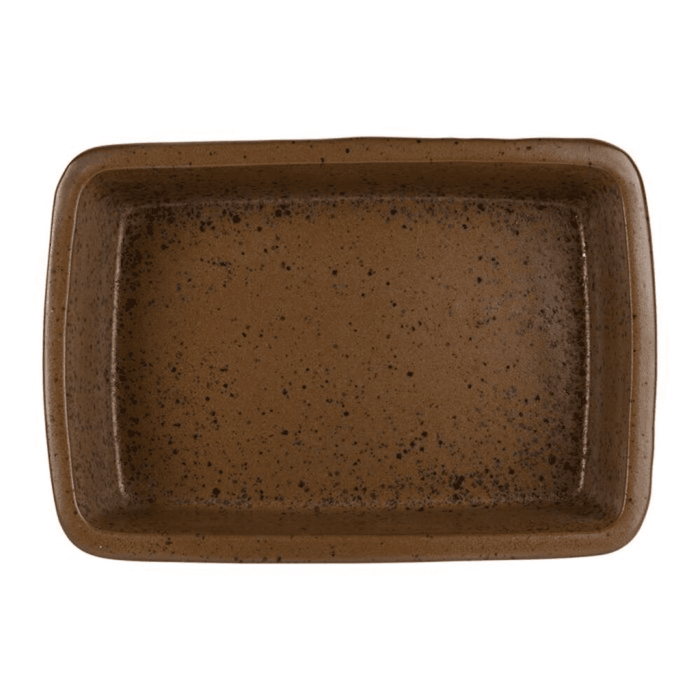 Plat Four Rectangulaire Gêna brun sur fond blanc