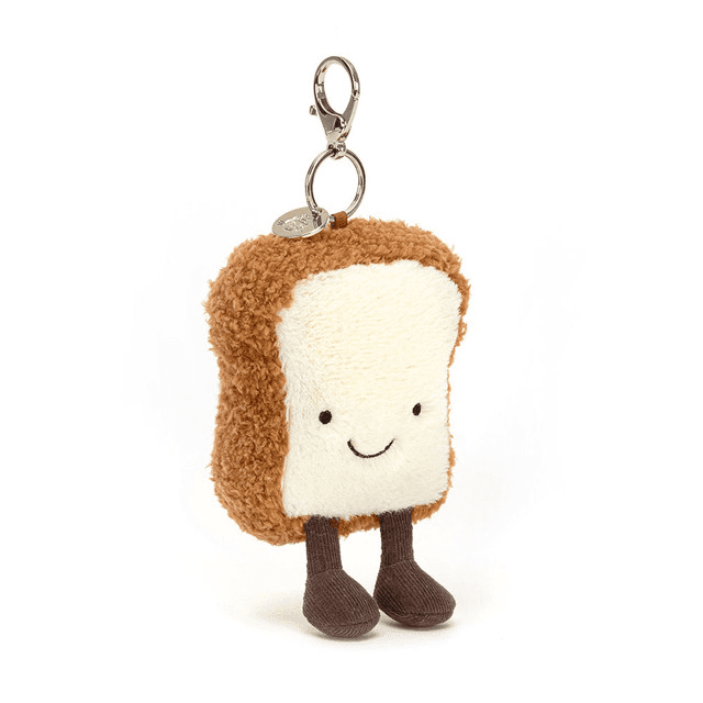 porte clé en forme de toast de face sur fond blanc
