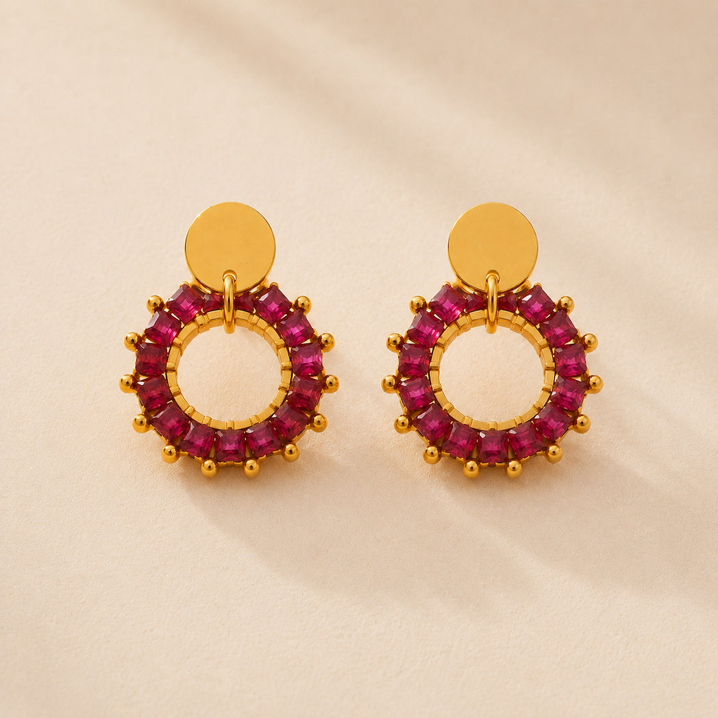Boucles Ambre en Pierre Naturelle Violette Finition Dorée – Aluna Bijoux