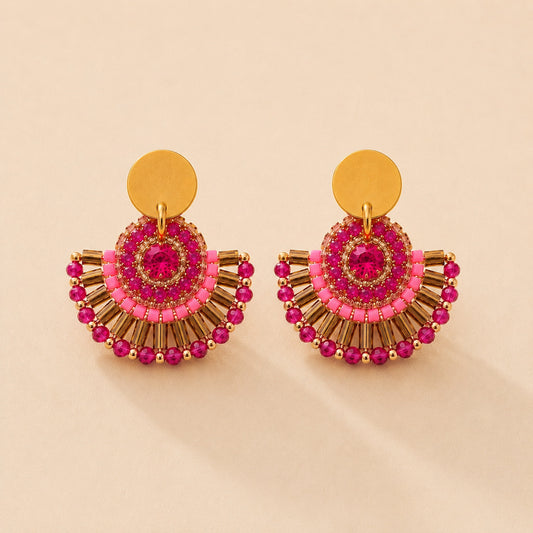 Aluna Bijoux – Sophie – Boucles en pierre nautrelle fuchsia