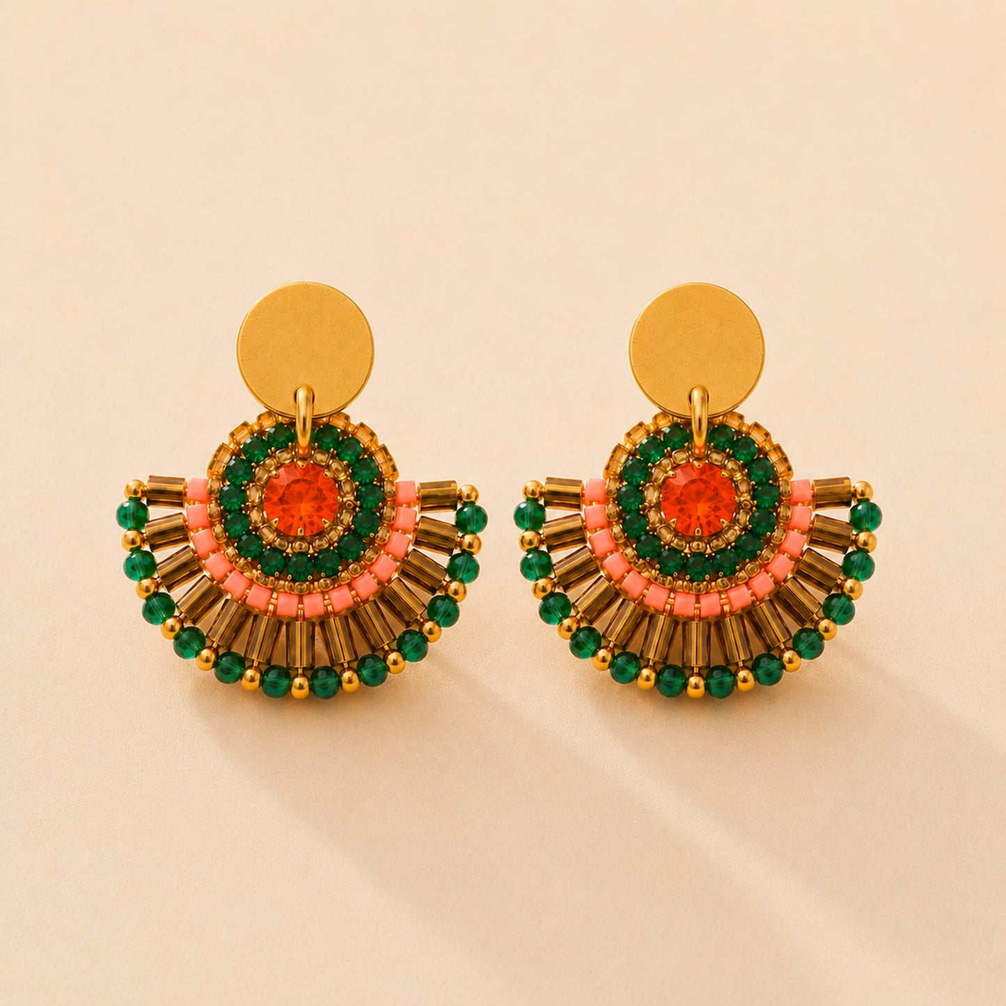 Boucles Sophie turquoise orange en pierre naturelle – Aluna Bijoux