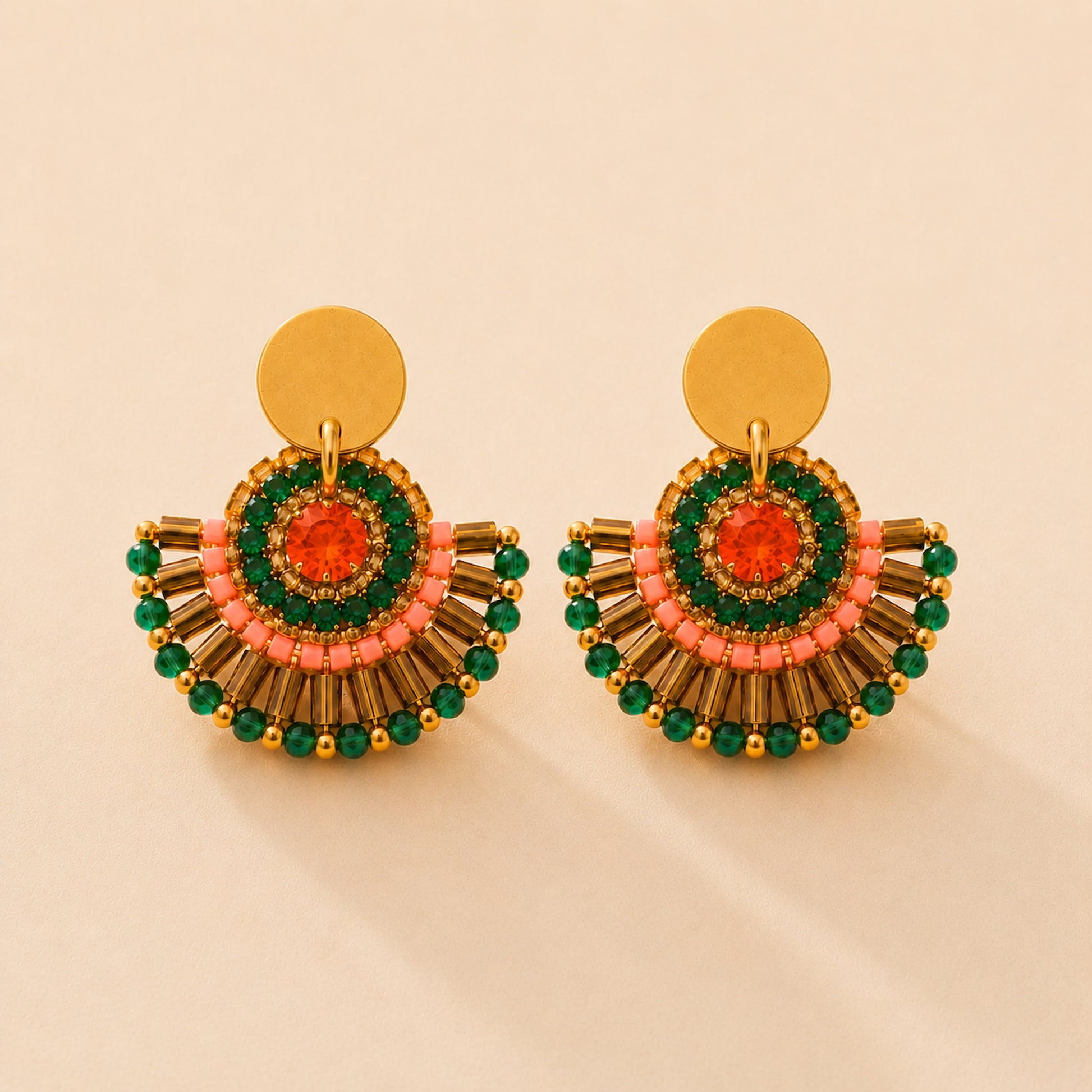 Boucles Sophie turquoise orange en pierre naturelle – Aluna Bijoux