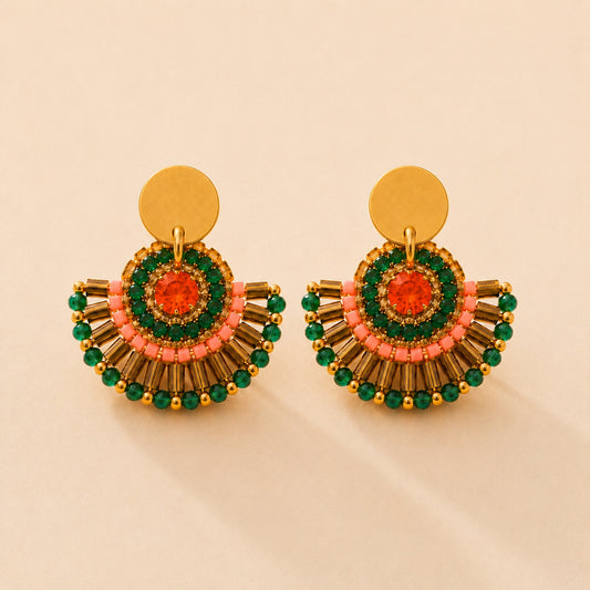 Boucles Sophie turquoise orange en pierre naturelle – Aluna Bijoux